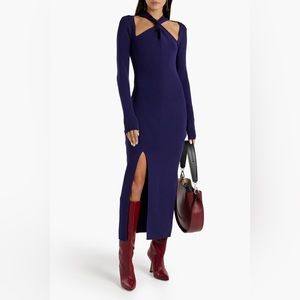 NICHOLAS purple twisted ribbed-knit midi dress Sz S